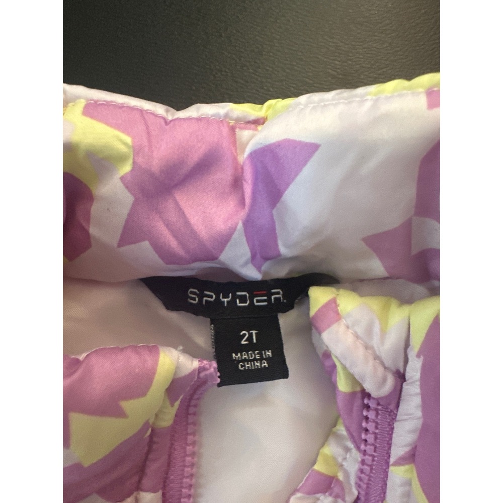 Spyder Kids Puffer Vest 2T Purple‎ Yellow Star Print Lightweight Zip Front - Picture 3 of 4